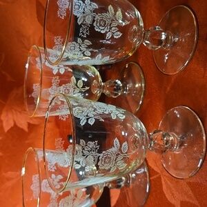 Libbey Vintage Queen Esther Floral Water Goblets Set Of 4